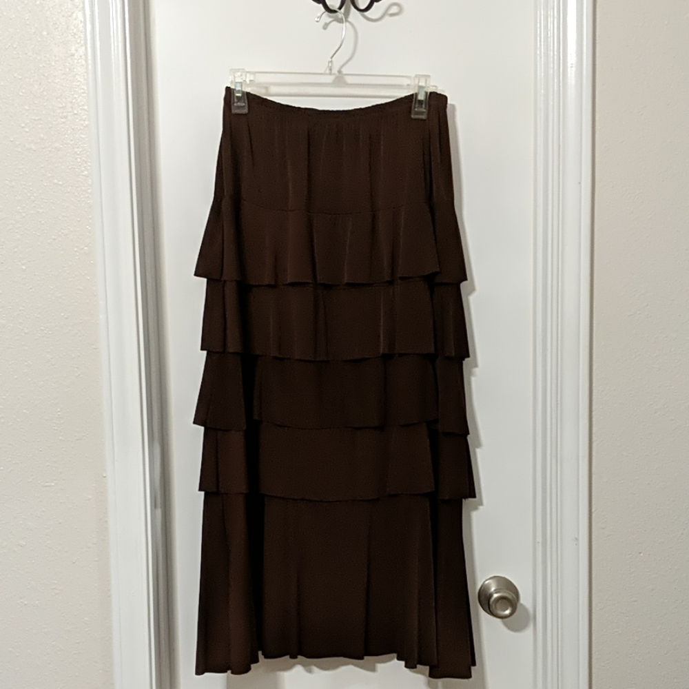Brown Skirt w/ 5 Ruffles XL EUC